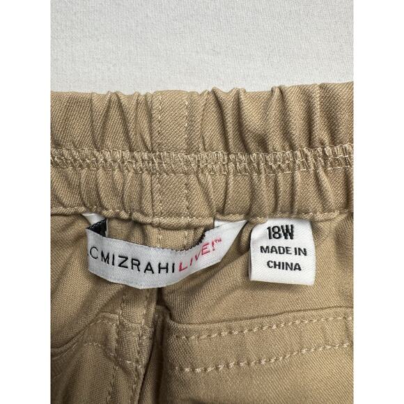 Isaac Mizrahi 18W Khaki Pants A266247 Back Pockets Elastic Back Waist Flat Front - Picture 3 of 11